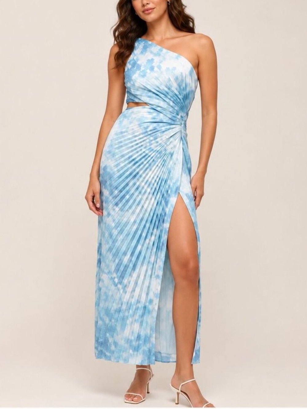Abercrombie Giselle Pleated One Shoulder Cutout Maxi Dress Size Medium Petite